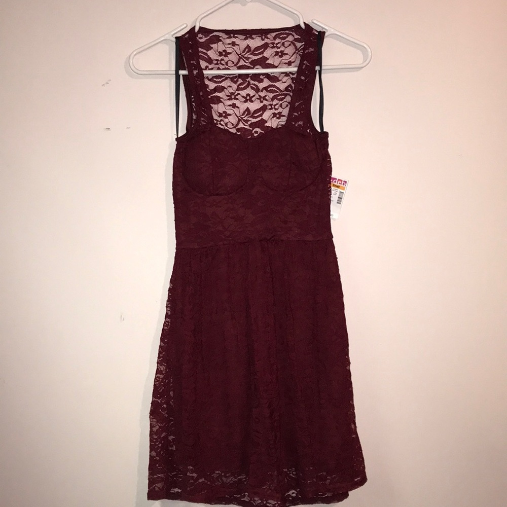 Red lace dress from Deb